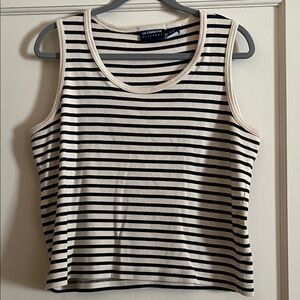 Liz Claiborne Sport Navy and Cream Striped Tank Top